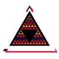 Geometric colorful triangle frame, digital image pyramid sign