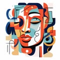 Geometric Colors: Abstract Portrait Of A Woman With Bold Character Designs