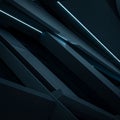 Geometric composition of dark, angular shapes with glowing edges. Rectangular forms Royalty Free Stock Photo