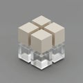 A geometric composition featuring four beige cubes positioned on top of four Royalty Free Stock Photo