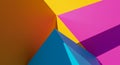 Geometric composition featuring intersecting colorful planes. Dominant colors