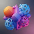 Include spheres polyhedra and pyramids in a blend of vibrant Royalty Free Stock Photo