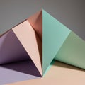 Geometric composition of folded paper, creating sharp triangular shapes. Pastel Royalty Free Stock Photo