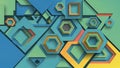 Geometric composition with overlapping polygons including hexagons and Royalty Free Stock Photo