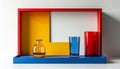 Geometric Composition with Red Yellow and Blue Rectangles Featuring Three Vases Royalty Free Stock Photo