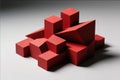 Red 3D Block Structures Forming a Bold Geometric Abstract Design Royalty Free Stock Photo