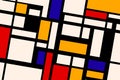 Geometric composition, vintage painting in Piet Mondrian style