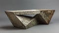 Geometric concrete bench showcasing abstract, angular forms and rugged textures, embodying brutalist architecture and minimalist Royalty Free Stock Photo