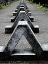 Geometric Concrete Blocks in a Row Creating an Abstract Pattern Royalty Free Stock Photo