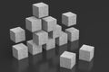 Geometric construction abstraction gray cubes 3d rendering