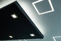 Geometric construction of celling maden with drywall and using modern economical LED light Royalty Free Stock Photo