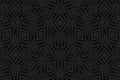 Geometric convex volumetric 3D texture from an openwork pattern. Original ornament on a black background