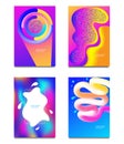 Geometric covers set. Round gradient shapes composition. Cool modern neon color. Abstract fluid shapes with glitter.Liquid and flu