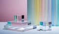 Geometric Crystal Cubes and Rectangles on Pastel Gradient Background Royalty Free Stock Photo