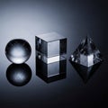 Geometric Crystal Forms: Sphere, Cube, and Pyramid Royalty Free Stock Photo