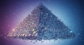 Geometric Crystal Pyramid Shattering into Sparkling Fragments on a Luminous Gradient Background Royalty Free Stock Photo