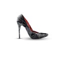Geometric crystal shoe. Fashion isolated black and red female shoe on a high heel. Vector design