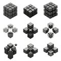 Geometric Cube Arrangements Monochromatic Grid Royalty Free Stock Photo