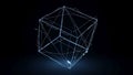 Geometric cube composed of interconnected lines and nodes is Royalty Free Stock Photo
