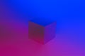 Geometric cube figure in vibrant neon colors. Royalty Free Stock Photo