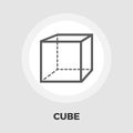 Geometric cube flat icon