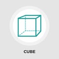 Geometric cube flat icon