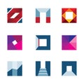 Geometric cube polygons creating walking to success professional logo icon