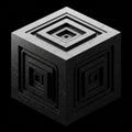 A geometric cube with recursive square patterns embedded on each face, made from Royalty Free Stock Photo