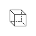Geometric cube shape line icon