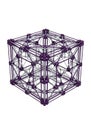 A geometric cube structure composed of interconnecting purple and Royalty Free Stock Photo