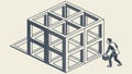 Geometric Cube Structure Vector, Abstract Architectural Design, vector design Generative AI Royalty Free Stock Photo