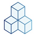 Geometric cubes flat icon. Construction blue icons in trendy flat style. Blocks gradient style design, designed for web