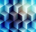 Geometric cubes pattern on blue lurred background Royalty Free Stock Photo