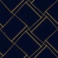 Geometric cubic seamless pattern with thin golden lines on dark blue background. Vector illustration for wallpapers Royalty Free Stock Photo