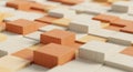 Geometric 3D Abstract Background of Wooden and White Cubes texture Royalty Free Stock Photo
