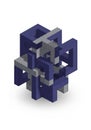 Geometric 3D artwork featuring an intricate interlocking cube Royalty Free Stock Photo