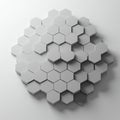 Geometric 3D design featuring an array of interconnected hexagonal tiles in varying Royalty Free Stock Photo