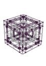 A geometric 3D lattice structure composed of interconnected purple and white rods Royalty Free Stock Photo