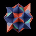 Geometric 3D object featuring complex polyhedral design with sharp triangular facets. Royalty Free Stock Photo