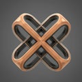 Geometric 3D object featuring interlocking loops, with sleek metallic surfaces in coppe Royalty Free Stock Photo