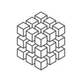 Geometric 3D object optical illusion. Vector illustration, 3D cube idea. EPS 10