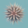 Geometric 3D polyhedron with sharp, angular protrusions forms a symmetrical Royalty Free Stock Photo