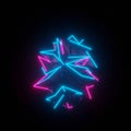 Geometric 3D shape featuring sharp, angular forms with neon blue and pink lines on a Royalty Free Stock Photo