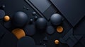 Geometric 3d smooth matte shapes. Abstract background with black colour palette. Generative AI Royalty Free Stock Photo