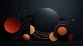 Geometric 3d smooth matte shapes. Abstract background with black colour palette. Generative AI Royalty Free Stock Photo