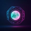 A geometric 3D structure featuring a luminous sphere at its center. The sphere Royalty Free Stock Photo
