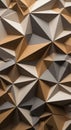 Geometric 3D structure with a pattern of interlocking pyramids and triangular facets. Royalty Free Stock Photo