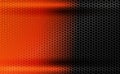 Geometric dark orange background with metal grille.