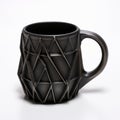 Geometric Dark Silver 3d Printed Coffee Mug With Octahedron Design