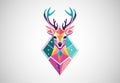 Geometric Deer Colorful Logo. Deer Head Logo Design Vector illustration